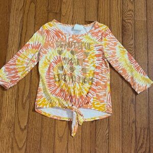 Vibrant Tie-Dye Top with Glitter Hearts